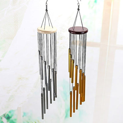 Metal Wind Chime 12 Pipe Outdoor Decor Loud Musical, Gold.