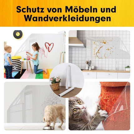 Transparent Wall Protection Film Static Adhesion Removable Durable Water and Oil Resistant Easy to Clean Furniture Foil Wall Decoration, 40 cm × 5 m.