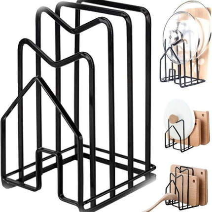 Metal Cutting Board Holder Dish Rack, 12.5x14.5x21.5 cm, Black.