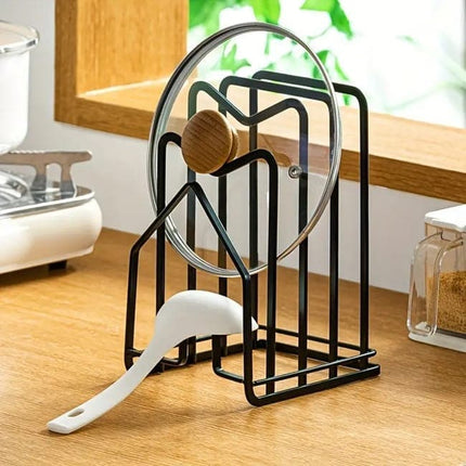 Metal Cutting Board Holder Dish Rack, 12.5x14.5x21.5 cm, Black.