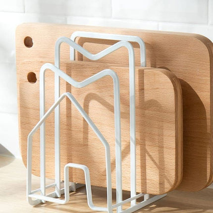 Metal Cutting Board Holder Dish Rack, Kitchen Organizer Storage, 12.5x14.5x21.5 cm, White.
