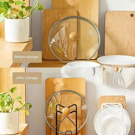 Metal Cutting Board Holder Dish Rack, Kitchen Organizer Storage, 12.5x14.5x21.5 cm, White.
