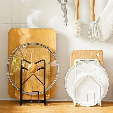 Metal Cutting Board Holder Dish Rack, Kitchen Organizer Storage, 12.5x14.5x21.5 cm, White.
