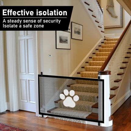 Portable Dog Gate Without Drilling Self-Adhesive Safety Gate with Paw Pattern, 110x78 cm.