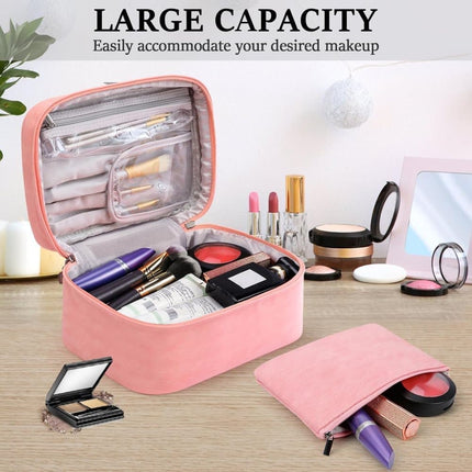 Pink 2-in-1 Makeup and Toiletry Bag with Handle.