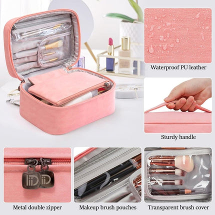 Pink 2-in-1 Makeup and Toiletry Bag with Handle.