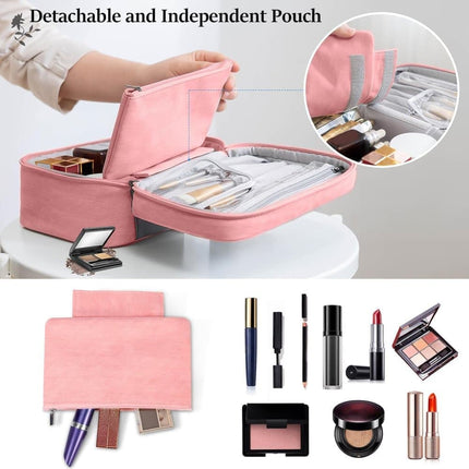 Pink 2-in-1 Makeup and Toiletry Bag with Handle.