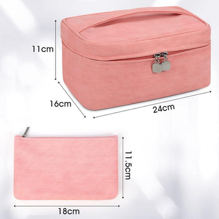 2-in-1 Makeup and Toiletry Bag with Handle, Brown.