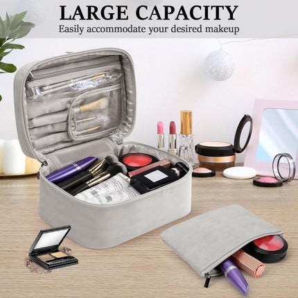 2-in-1 Makeup and Toiletry Bag with Handle, Gray.