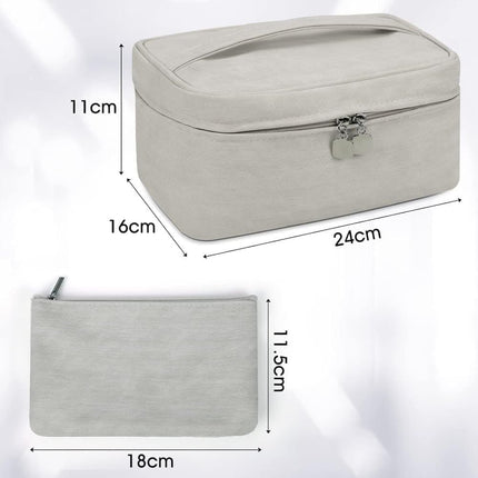 2-in-1 Makeup and Toiletry Bag with Handle, Gray.
