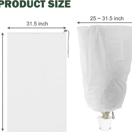 3-Pack Winter Plant Protection Frost Cover with Drawstring, Reusable Durable for Outdoor Plants Fruit Trees Potted Plants, 80x120cm, White.