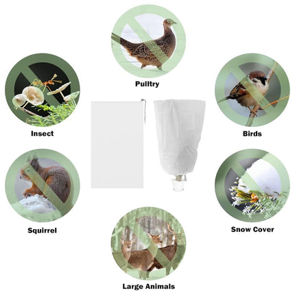3-Pack Winter Plant Protection Frost Cover with Drawstring, Reusable Durable for Outdoor Plants Fruit Trees Potted Plants, 80x120cm, White.