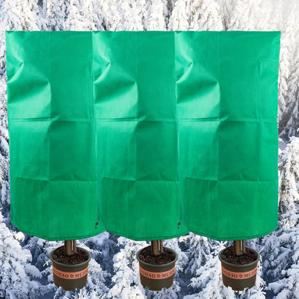 3-Pack Winter Plant Protection Frost Cover with Drawstring, Reusable Durable for Outdoor Plants Fruit Trees Potted Plants, 60x80cm, Green.