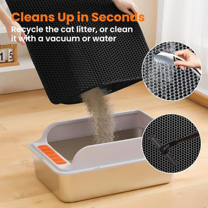 Double EVA Cat Litter Mat for Scattered Sand Control, Black, 45x60cm.