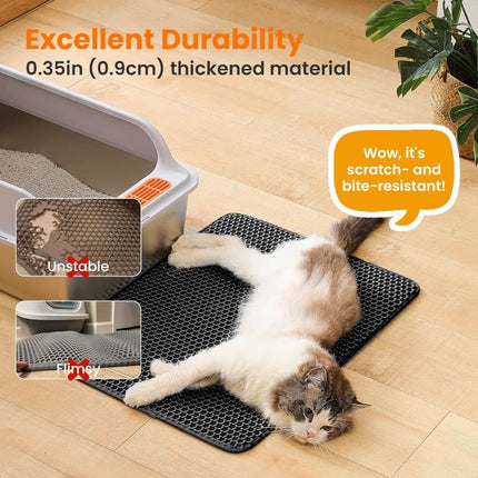 Double EVA Cat Litter Mat for Scattered Sand Control, Black, 45x60cm.