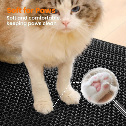 Double EVA Cat Litter Mat for Scattered Sand Control, Black, 45x60cm.