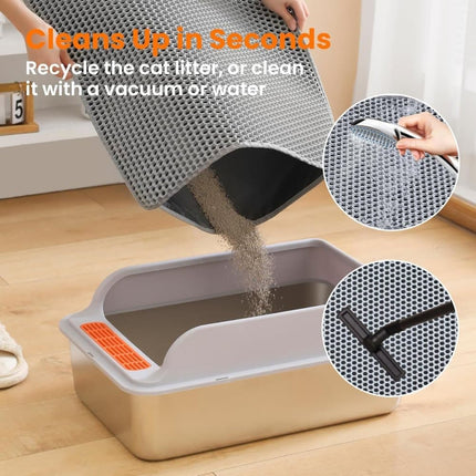 Gray Double EVA Cat Litter Mat, 45x60cm, Prevents Scattered Sand, Multiple Colors Available.