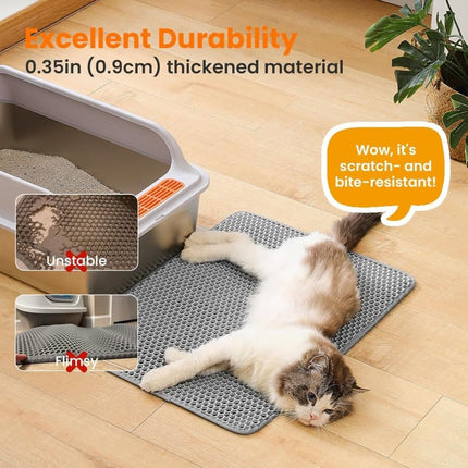 Gray Double EVA Cat Litter Mat, 45x60cm, Prevents Scattered Sand, Multiple Colors Available.