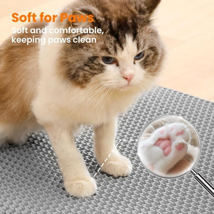 Gray Double EVA Cat Litter Mat, 45x60cm, Prevents Scattered Sand, Multiple Colors Available.