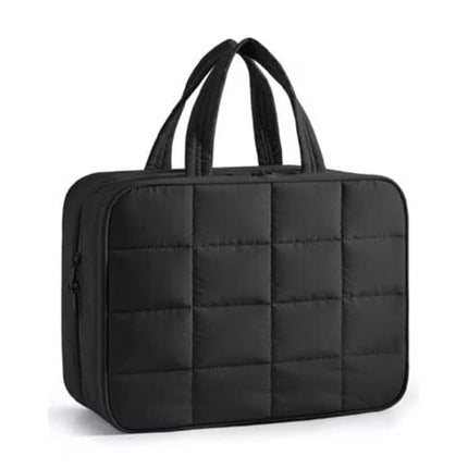 Women's Hanging Travel Makeup Bag with Jewelry Compartment, Black, 31×12×23 cm.