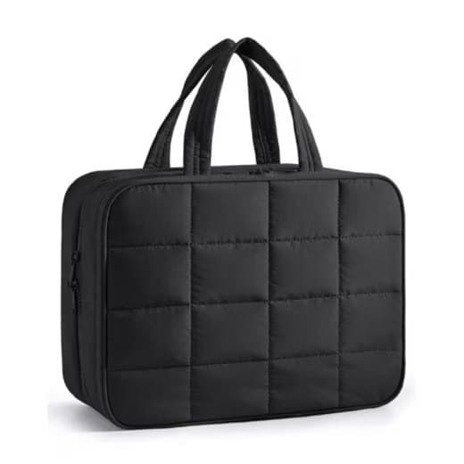 Women's Hanging Travel Makeup Bag with Jewelry Compartment, Black, 31×12×23 cm.