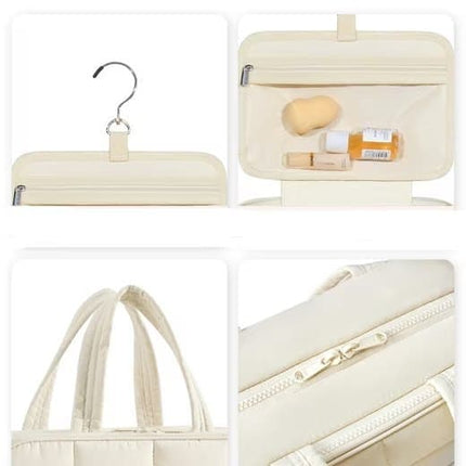 Hanging Travel Makeup Bag for Women with Jewelry Compartment, 31x12x23 cm, Pink.