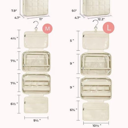 Hanging Travel Makeup Bag for Women with Jewelry Compartment, 31x12x23 cm, Pink.
