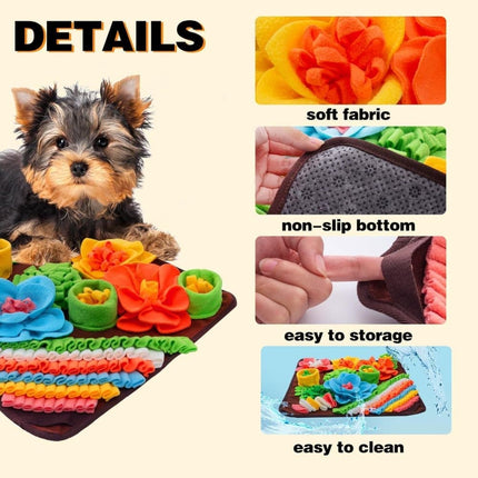 Interactive Slow Feeding Snuff Mat for Dogs, Portable Foraging Training Mat, Brown.