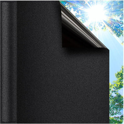 Blackout Window Film 45x500cm, Self-Adhesive Privacy UV Protection Static Cling No Glue, Black.