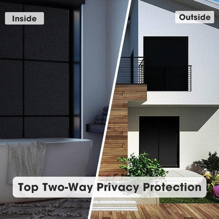Blackout Window Film 45x500cm, Self-Adhesive Privacy UV Protection Static Cling No Glue, Black.