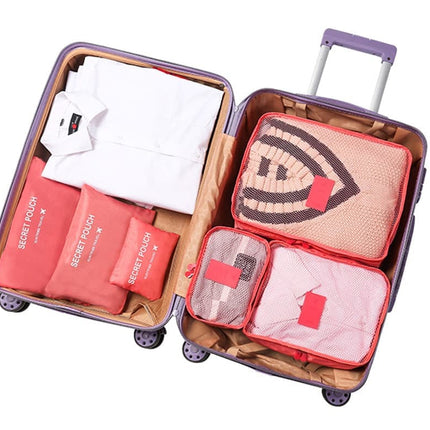 6-Piece Waterproof Travel Bag Set Luggage Organizer, Dark Blue.