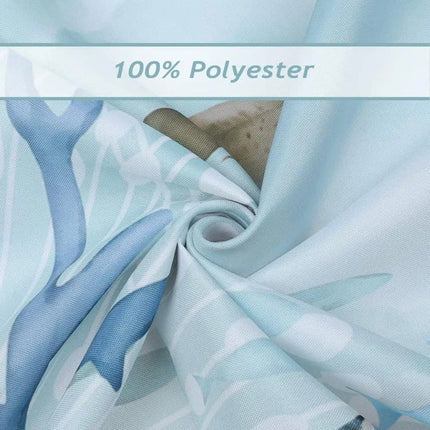 Waterproof Shower Curtain with Sea Turtle and Dolphin Motif, Light Blue, Mildew Resistant, 180x200 cm.
