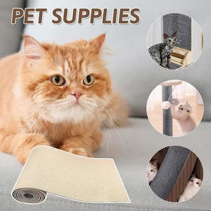 Self-adhesive cat scratching board wall and sofa protector DIY corner mat for cats, 40cm x 200cm, compatible with Wood.