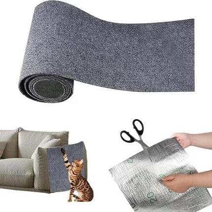 40cm x 200cm Self-Adhesive Cat Scratching Board, Wall and Sofa Protector, DIY Corner Mat for Cats, Dark Gray.