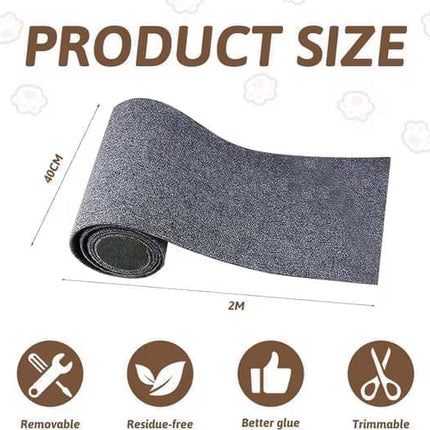 40cm x 200cm Self-Adhesive Cat Scratching Board, Wall and Sofa Protector, DIY Corner Mat for Cats, Dark Gray.