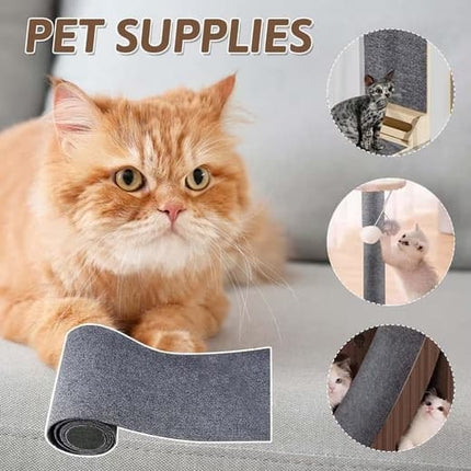 40cm x 200cm Self-Adhesive Cat Scratching Board, Wall and Sofa Protector, DIY Corner Mat for Cats, Dark Gray.