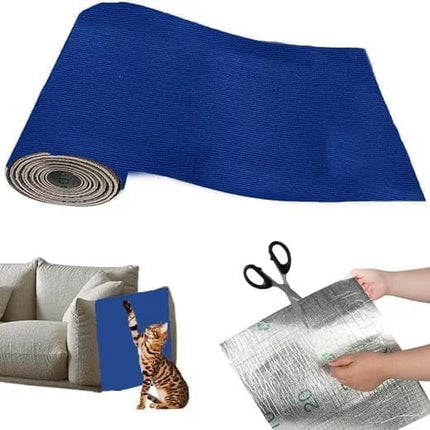 40cm x 200cm Self-Adhesive Cat Scratching Board Wall Protector for Sofa and Corners, Dark Blue DIY Cat Scratching Mat.