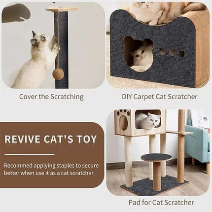 40cm x 200cm Self-Adhesive Cat Scratching Board Wall Protector for Sofa and Corners, Dark Blue DIY Cat Scratching Mat.