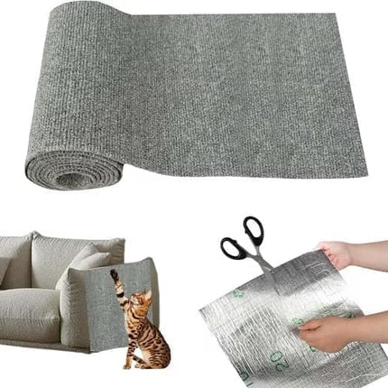 Self-Adhesive Cat Scratching Board, Wall and Sofa Protector for Cats, DIY Corner Mat, Light Gray, 40cm x 200cm.
