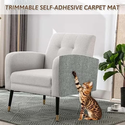 Self-Adhesive Cat Scratching Board, Wall and Sofa Protector for Cats, DIY Corner Mat, Light Gray, 40cm x 200cm.