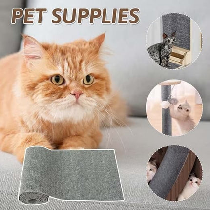 Self-Adhesive Cat Scratching Board, Wall and Sofa Protector for Cats, DIY Corner Mat, Light Gray, 40cm x 200cm.