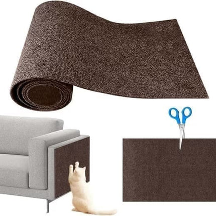 Self-Adhesive Cat Scratching Board Wall and Sofa Protector DIY Corner Mat for Cats, 40cm x 200cm, Brown.