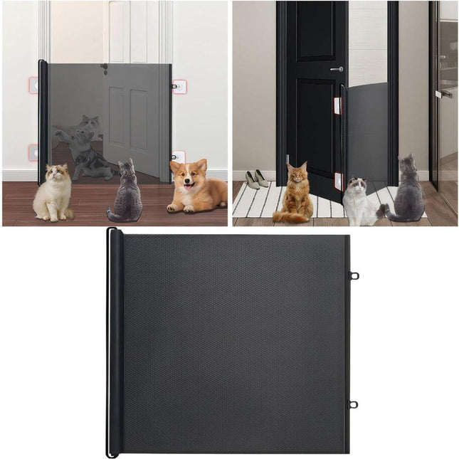 50x125cm Retractable Safety Gate for Dogs and Cats, Portable for Doors and Stairs, with Protective Fence.