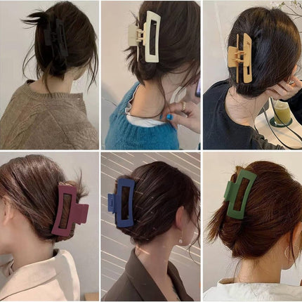 6-Pack Strong Rectangular Hair Clips for Thick Hair, Non-Slip Matte Solid Color, Multicolor.