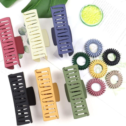 6-Pack Strong Rectangular Hair Clips for Thick Hair, Non-Slip Matte Solid Color, Multicolor.