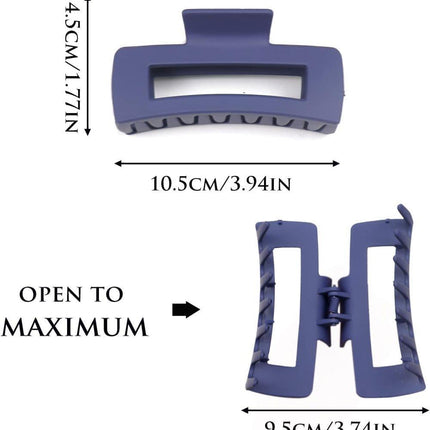 6-Pack Strong Rectangular Hair Clips for Thick Hair, Non-Slip Matte Solid Color, Multicolor.