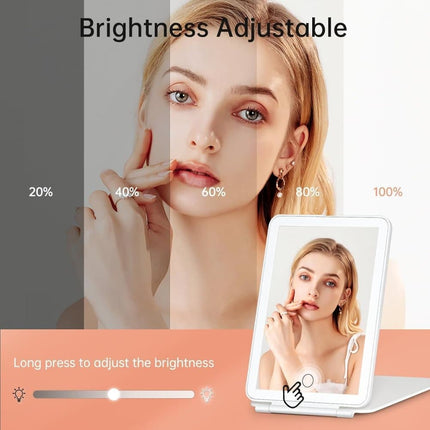 Rechargeable Makeup Mirror with 3 Color Modes, Dimmable Touch Screen LED Lighted Mirror.