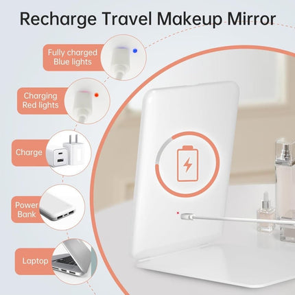 Rechargeable Makeup Mirror with 3 Color Modes, Dimmable Touch Screen LED Lighted Mirror.