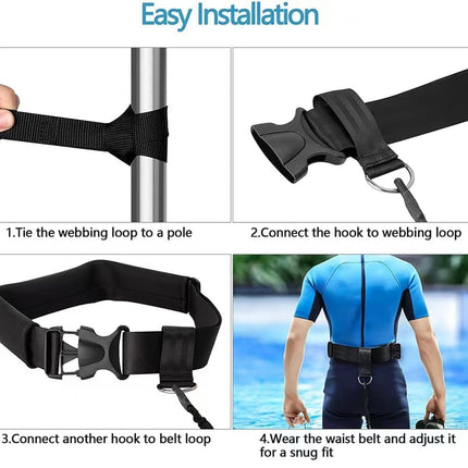 Adjustable Swim Training Belt for Adults and Children, 8-25 Feet, Compatible with Pools.