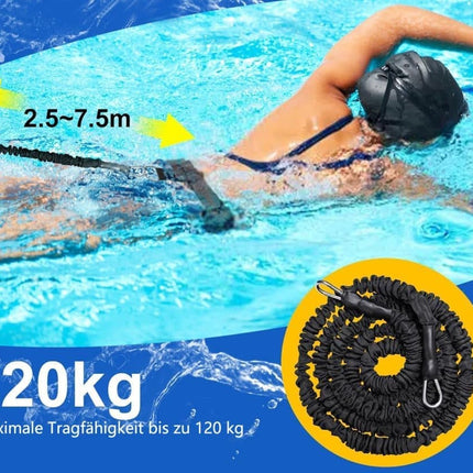 Adjustable Swim Training Belt for Adults and Children, 8-25 Feet, Compatible with Pools.